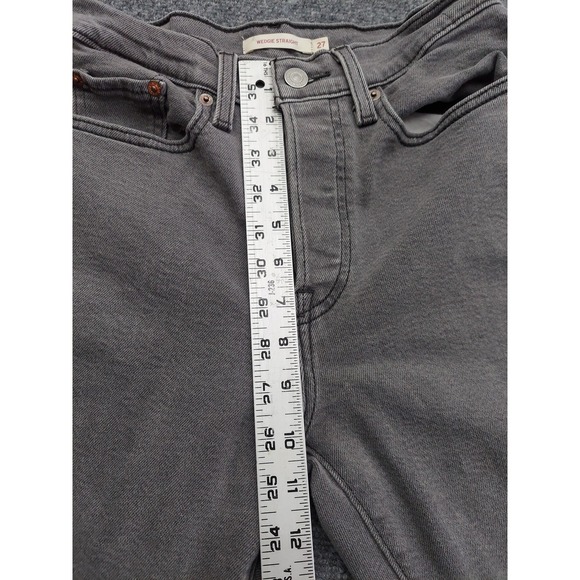 Levis Wedgie Straight Jeans Womens 27x28 Gray Stretch Mid Rise Denim - Picture 9 of 13